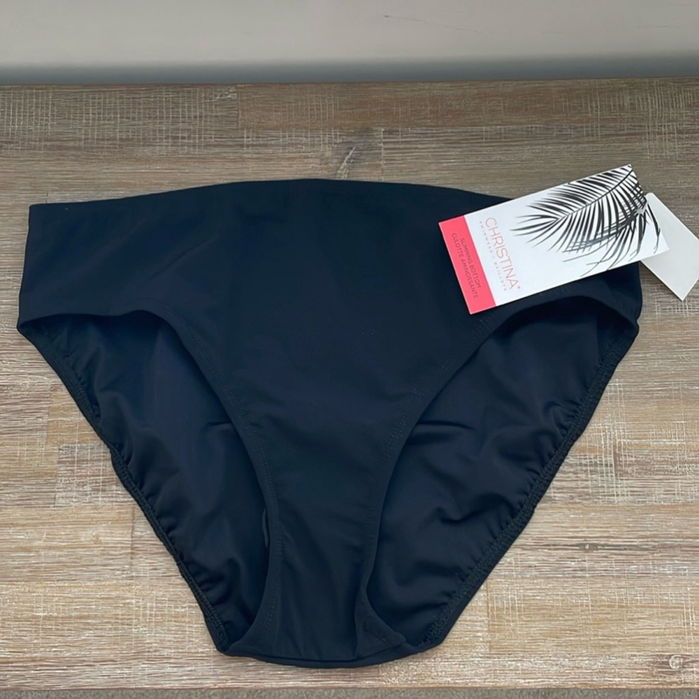 Christina Black Bikini Swim Bottoms NWT Size 10